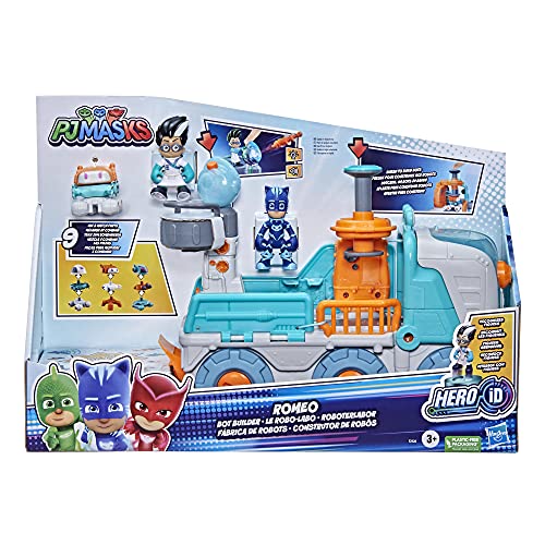 PJ Masks BOT Builder Juguete Preescolar, 2 en 1 vehículo Romeo y fábrica de Robots para niños a Partir de 3 años (Hasbro F2120)