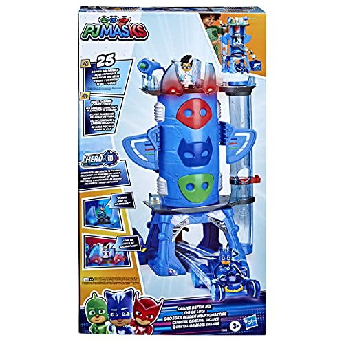 PJ Masks Deluxe Battle HQ-Juguete Preescolar con 2 Figuras de acción y vehículo para niños a Partir de 3 años (Hasbro F2101)