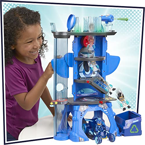 PJ Masks Deluxe Battle HQ-Juguete Preescolar con 2 Figuras de acción y vehículo para niños a Partir de 3 años (Hasbro F2101)