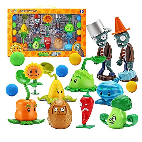 Plantas genuinas vs Zombie 2 Toy Can Fire Bullet Tabletop Game Anime Figure Peashooter Gatling Soft Goma Modelo de muñeca completa