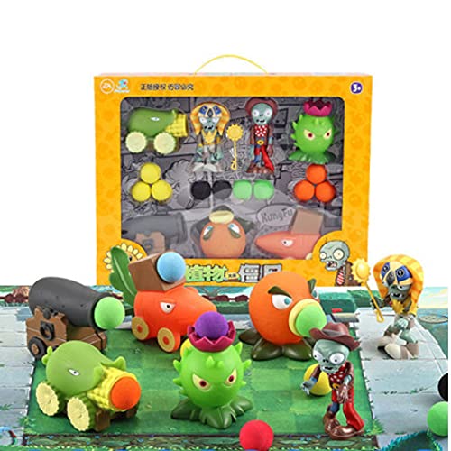 Plantas genuinas vs Zombie 2 Toy Can Fire Bullet Tabletop Game Anime Figure Peashooter Gatling Soft Goma Modelo de muñeca completa