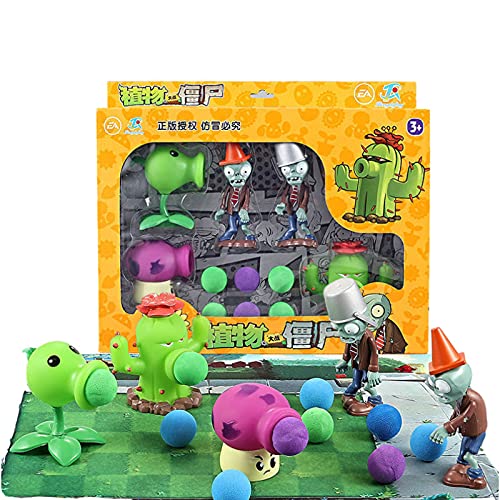 Plantas genuinas vs Zombie 2 Toy Can Fire Bullet Tabletop Game Anime Figure Peashooter Gatling Soft Goma Modelo de muñeca completa