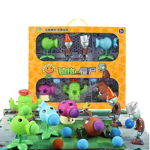 Plantas genuinas vs Zombie 2 Toy Can Fire Bullet Tabletop Game Anime Figure Peashooter Gatling Soft Goma Modelo de muñeca completa