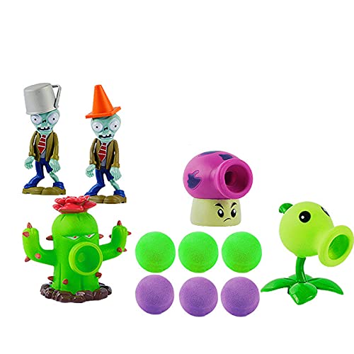 Plantas genuinas vs Zombie 7pcs Box Set Plant Cactus PEASHOOTER FOFFSHIPHROOM SOFT SOBLE ANIME Figura Figura Modelo Muñecas Juguetes para niños