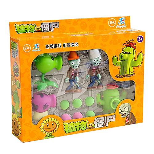 Plantas genuinas vs Zombie 7pcs Box Set Plant Cactus PEASHOOTER FOFFSHIPHROOM SOFT SOBLE ANIME Figura Figura Modelo Muñecas Juguetes para niños