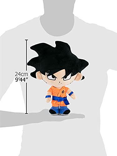 Play by Play Dragon Ball Super- Peluches de los Protagonistas de Bola de Dragón, Goku, Piccolo, Vegeta, Beerus, Monstruo Buu - Calidad Super Soft (23-27cm, Goku Pelo Negro)