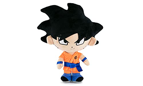 Play by Play Dragon Ball Super- Peluches de los Protagonistas de Bola de Dragón, Goku, Piccolo, Vegeta, Beerus, Monstruo Buu - Calidad Super Soft (23-27cm, Goku Pelo Negro)