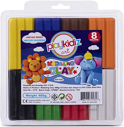 Playkidiz - Kit de Arcilla polimérica con Herramientas, Herramientas y Accesorios para plastilina de polímero, Arcilla para modelar para Hornear en Horno, Manualidades para niños