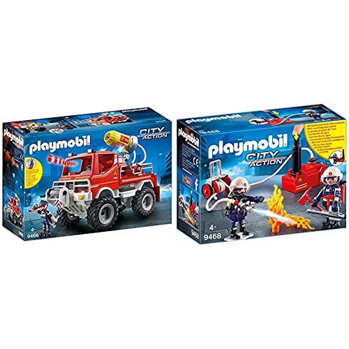 Playmobil City Action Todoterreno con Efectos De Luz Y Sonido, A Partir De 5 Años (9466) + City Action Bomberos con Bomba De Agua, A Partir De 5 Años (9468)