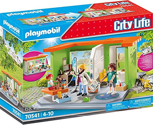 Playmobil City Life 70541 - Juego de pediatría y revista Playmobil Pink (cómics, mics, afianzas, juegos) con veterinaria y cachorro, a partir de 4 años