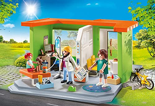 Playmobil City Life 70541 - Juego de pediatría y revista Playmobil Pink (cómics, mics, afianzas, juegos) con veterinaria y cachorro, a partir de 4 años