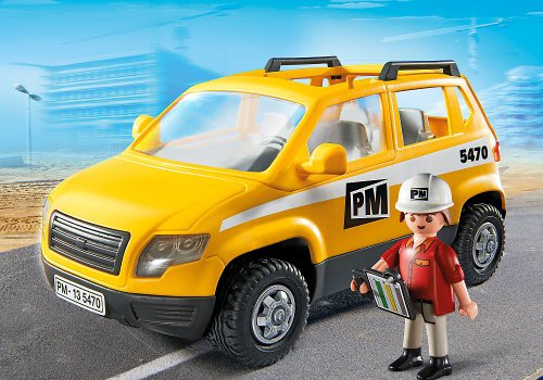 Playmobil Construcción -  Coche de supervisión , Playsets de Figuras de Juguete, 25 x 12,5 x 20 cm, (5470)