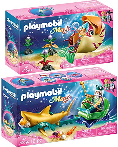 PLAYMOBIL® Magic 70097 70098 - Juego de 2 figuras decorativas con caracol y sirena