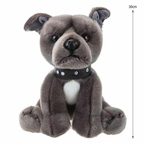 PMS Natural World - Oso de peluche Staffordshire Bull Terrier, 4 colores, 30 cm Staffordshire Bull Terrier, juguete suave premium (gris)