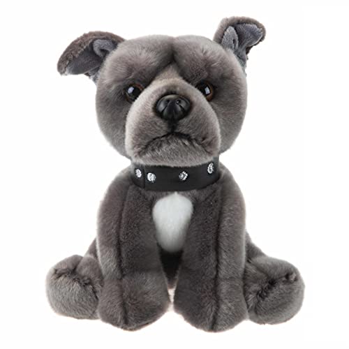 PMS Natural World - Oso de peluche Staffordshire Bull Terrier, 4 colores, 30 cm Staffordshire Bull Terrier, juguete suave premium (gris)