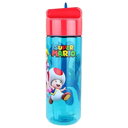 POS p:os 33165 - Botella de plástico con diseño de Super Mario, sin BPA ni ftalatos, Capacidad de 540 ml, Ideal para Viajes, guarderías y Deportes, para niños y niñas, Multicolor