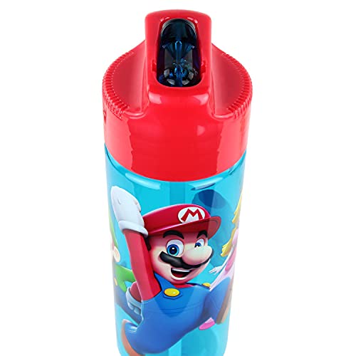 POS p:os 33165 - Botella de plástico con diseño de Super Mario, sin BPA ni ftalatos, Capacidad de 540 ml, Ideal para Viajes, guarderías y Deportes, para niños y niñas, Multicolor