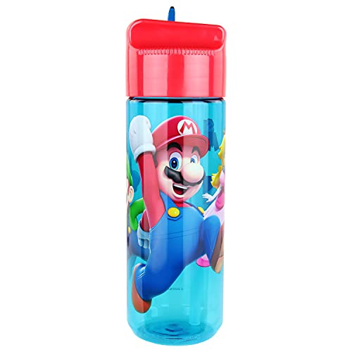 POS p:os 33165 - Botella de plástico con diseño de Super Mario, sin BPA ni ftalatos, Capacidad de 540 ml, Ideal para Viajes, guarderías y Deportes, para niños y niñas, Multicolor