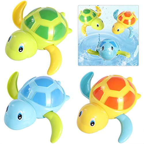 PRETYZOOM 3 Unids Bañera Bebé Viento Tortuga Tortuga Juguetes Flotante Juguetes Animal Juguetes Natación Reloj de Agua Juguetes para Niños Pequeños Piscina Infantil Amarillo