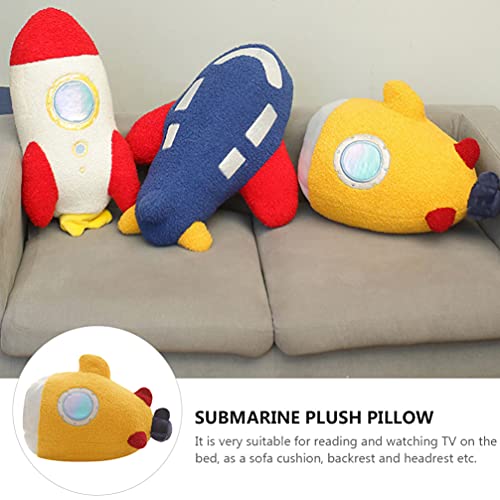 PRETYZOOM Almohada de Felpa Adorable Almohada de Dibujos Animados Submarino en Forma de Muñeca de Escritorio Simulación de Diseño Submarino de Peluche de Felpa Muñeca Sofá Cama Almohada