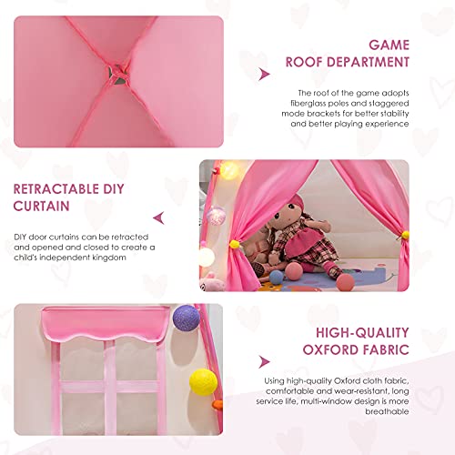 Princess Castle Play Tent, Large Pink Princess Playhouse Regalo De Cumpleaños Cuento De Hadas Tienda Tipi Casa De Juegos para Niños para Niñas, Niños, Niños, Interior, Exterior, Juego (Princess Tent)