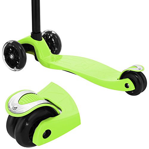 Profun Patinete 4 Ruedas Patinete para Niños de 3-10 Años Patinete Niño con Freno Altura del Manillar Ajustable Patinete Niña con Luces Led Patinetes para Niñas Diseño Desmontable - Verde