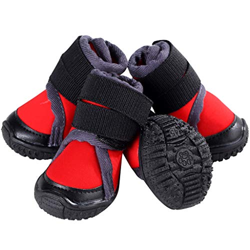 PROTAURI Botas de Perro Zapatos de Perro Botas para Perros Zapatos para Mascotas Calentar Deporte al Aire Libre Invierno Antideslizante para Perro Pequeña Mediano Grande