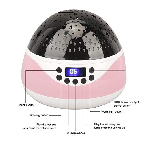 Proyector de luz nocturna con pantalla digital LED con temporizador Control remoto Luz nocturna para habitación de niños Decoración del hogar(Rosado)