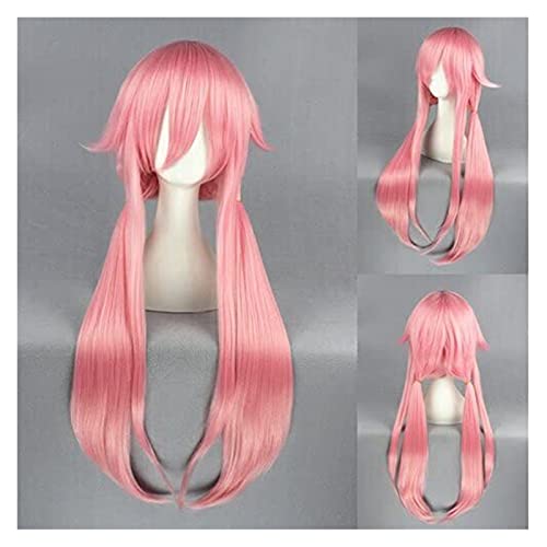 PRTOYO Anime Cosplay Wig con Tapa de Peluca Libre para Murata Tomosa Mirai Nikki Gasai Yuno Pelucas de Pelo sintético