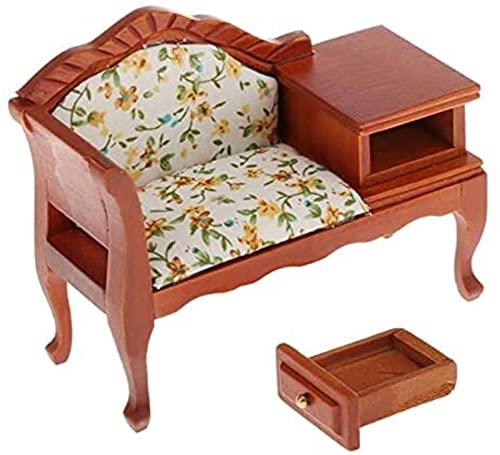 PRTOYO Casa de muñecas Muebles en Miniatura 1/12 Sofá de Madera Sofá Sofá Settee con cajón