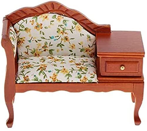 PRTOYO Casa de muñecas Muebles en Miniatura 1/12 Sofá de Madera Sofá Sofá Settee con cajón