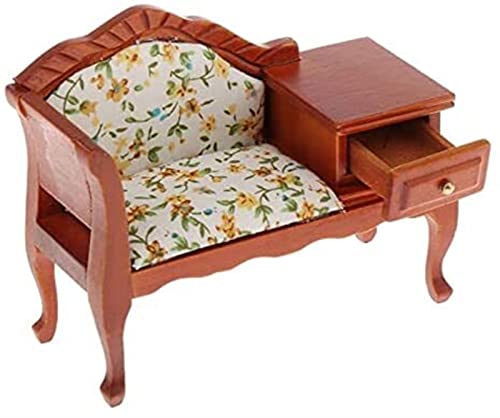 PRTOYO Casa de muñecas Muebles en Miniatura 1/12 Sofá de Madera Sofá Sofá Settee con cajón