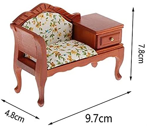 PRTOYO Casa de muñecas Muebles en Miniatura 1/12 Sofá de Madera Sofá Sofá Settee con cajón