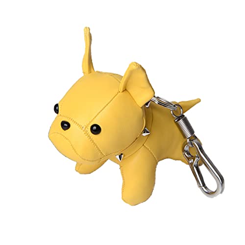 Pu Cuero Llavero de Coche,MoreChioce Llavero Colgante Perro Mini Llavero de Dibujos Animados Mochilas Bolso Decoración para Teléfono Bolso Cinturón Mochila Regalos de Cumpleaños,Amarillo