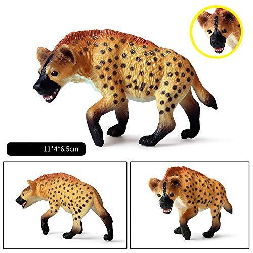 PULABO Figura de animales de plástico realista de la ciencia, figura de hiena africana para niños, juguete educativo, decoración, coleccionables, cuentos, accesorios ecológicos y prácticos