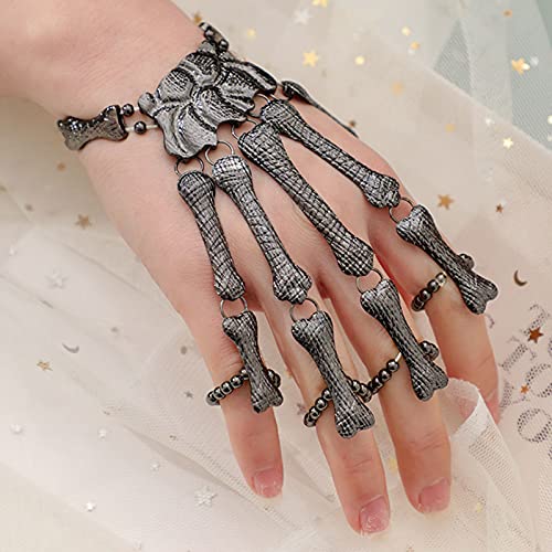 Pulsera de Mano de Hueso Esqueleto Brazalete Creativo Adornos de Garra Fantasma Cadena de Esqueleto de Mano para Niñas para tu Disfraz de Cosplay de Halloween Disfraz de Fiesta de Halloween 2 Piezas