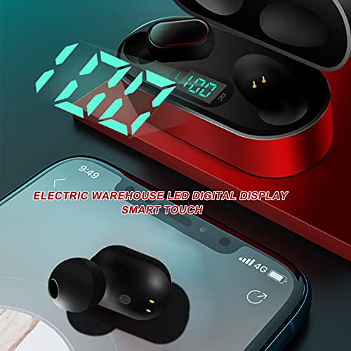 PUSOKEI Auriculares inalámbricos para música, Auriculares Deportivos Bluetooth con reducción de Ruido Inteligente, Auriculares inalámbricos en la Oreja con Estuche de Carga(Rojo)