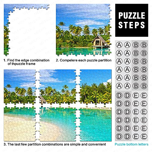 Puzzle 1000 Piezas Bora Bora Bungalow Ocean Palm Tree Puzzle de Madera 75x50cm Bonita decoración de Muebles para el hogar