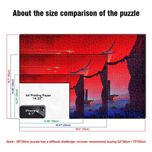 Puzzle 1000 Piezas Haz Exploración Biológica Naturaleza Planeta Nave Espacial Sci-Fi Paisaje Rompecabezas de Madera 52x38cm Bonita decoración educativa de Acción de Gracias