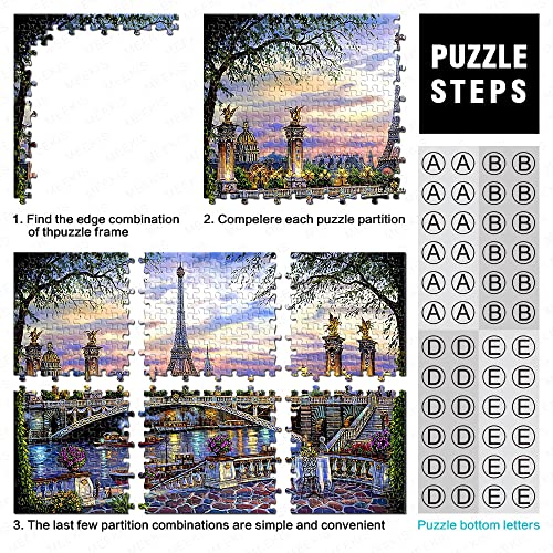 Puzzle 1000 Piezas Paisaje Puente París Torre Eiffel Rompecabezas de Madera 75x50cm Decoración de Halloween para el hogar de los Hombres