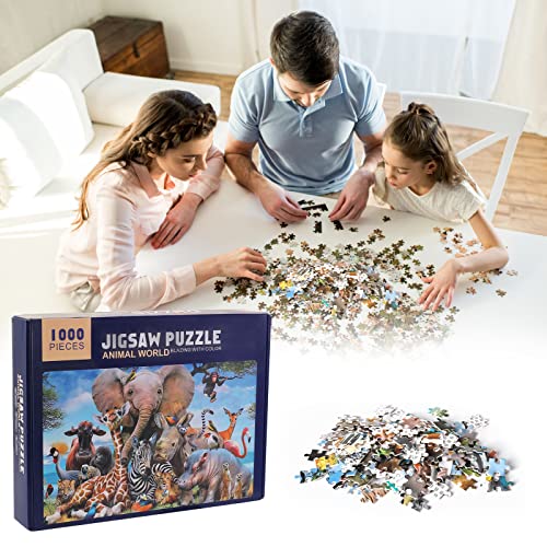 Puzzle de 1000 Piezas Mundo Animal, piezas de rompecabezas de 1 mm de grosor que encajan perfectamente, rompecabezas educativos para el piso, regalos de entretenimiento familiar(70 x 50 cm)