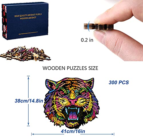 Puzzles De Madera De Animales - Cabeza De Tigre, 100/200/300 Piezas Puzzles En Forma De Animales, Regalos para Niños Jigsaw,A3