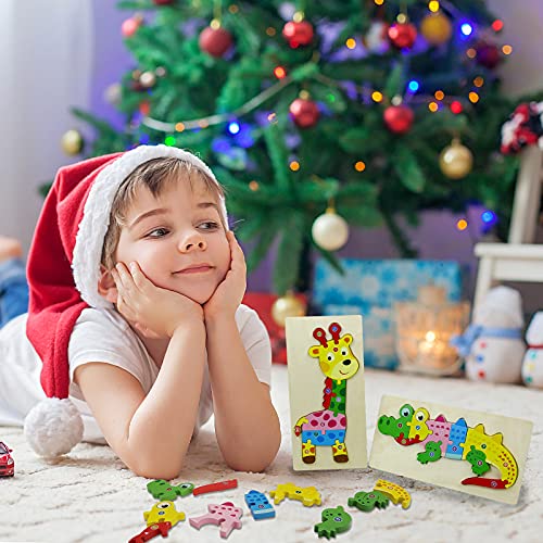 Puzzles de Madera Montessori Educativos Juguetes Animales Cocodrilo Jirafa Regalos para Niños Niñas 2 3 4 5 Años