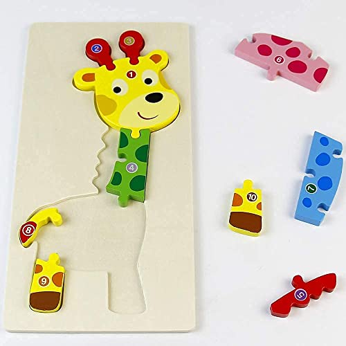 Puzzles de Madera Montessori Educativos Juguetes Animales Cocodrilo Jirafa Regalos para Niños Niñas 2 3 4 5 Años