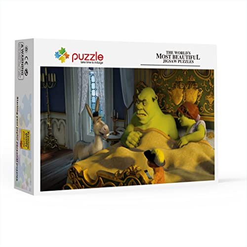 Puzzles para Adultos 1000 Piezas Burro, El Gato con Botas, Shrek Y La Princesa Fiona Rompecabezas Creativo Juegos Habilidad Niños Y Adultos ，Regalos para Amantes O Amigos 75X50Cm(1000Pcs)