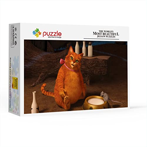 Puzzles para Adultos 1000 Piezas El Gato con Botas, Shrek Forever After Rompecabezas Creativo Juegos Habilidad Niños Y Adultos ，Regalos para Amantes O Amigos 75X50Cm(1000Pcs)