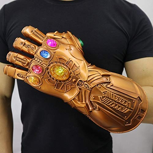 Q Marvel toy Guantes Tanos - Guantes Brillantes - Puño electrónico articulado - 13.6"- Niños ，