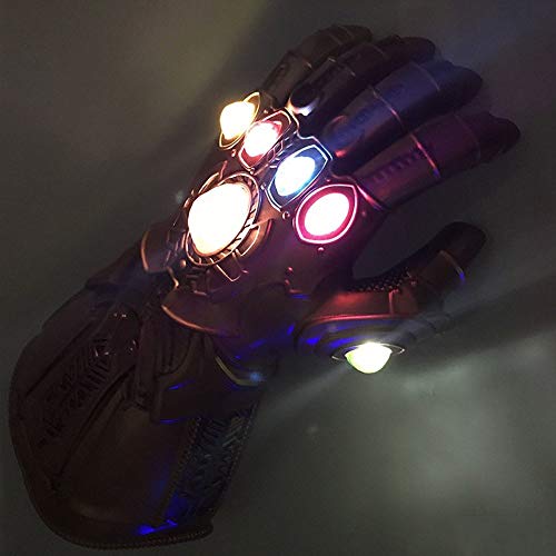 Q Marvel toy Puño Electrónico Articulado - Guantes Brillantes para Niños - 11.8", Guantes Tanos