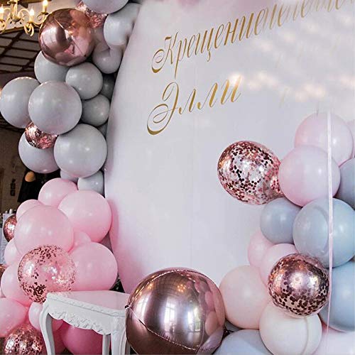 QAQGEAR Macaron Pink Balloons DIY Arch Kit Candy Grey Rose Gold 18in / 12in Thicken, Pastel Latex Balloon para cumpleaños, Baby Shower, boda, compromiso, graduación o decoraciones de fiesta