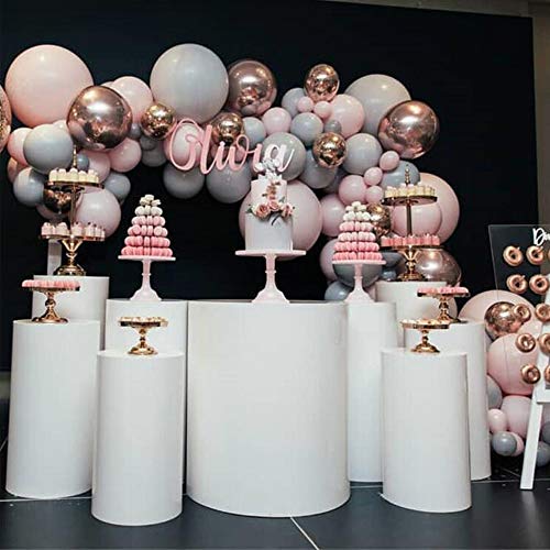 QAQGEAR Macaron Pink Balloons DIY Arch Kit Candy Grey Rose Gold 18in / 12in Thicken, Pastel Latex Balloon para cumpleaños, Baby Shower, boda, compromiso, graduación o decoraciones de fiesta